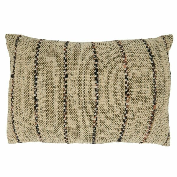 Saro 16 x 24 in. Thin Stripe Design Oblong Pillow Cover, Natural 3025.N1624BC